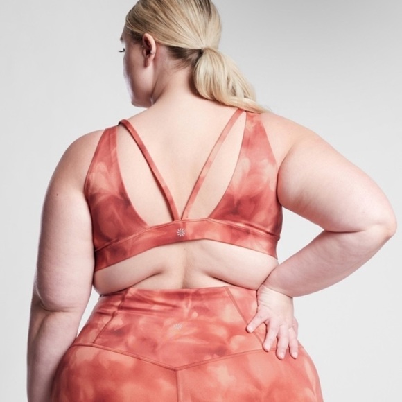 Athleta Exhale Printed Sports Bra Terracotta Rusty Orange Low Impact Soft Sz 3x - Picture 2 of 16